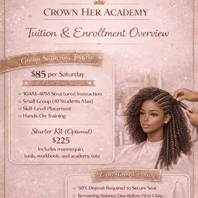 Crown Her Academy Saturdays ONLY at Jasmine Allayne Studio in Burlington, NC